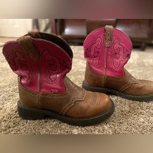 Justin Gypsy Girls Leather Western Cowgirl Boots, Pink Brown, Size 9b, L9926